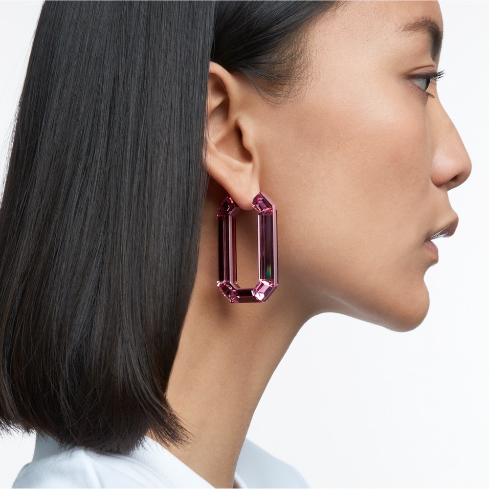 Swarovski Lucent Pink Hoops - new in box - Picture 4 of 4